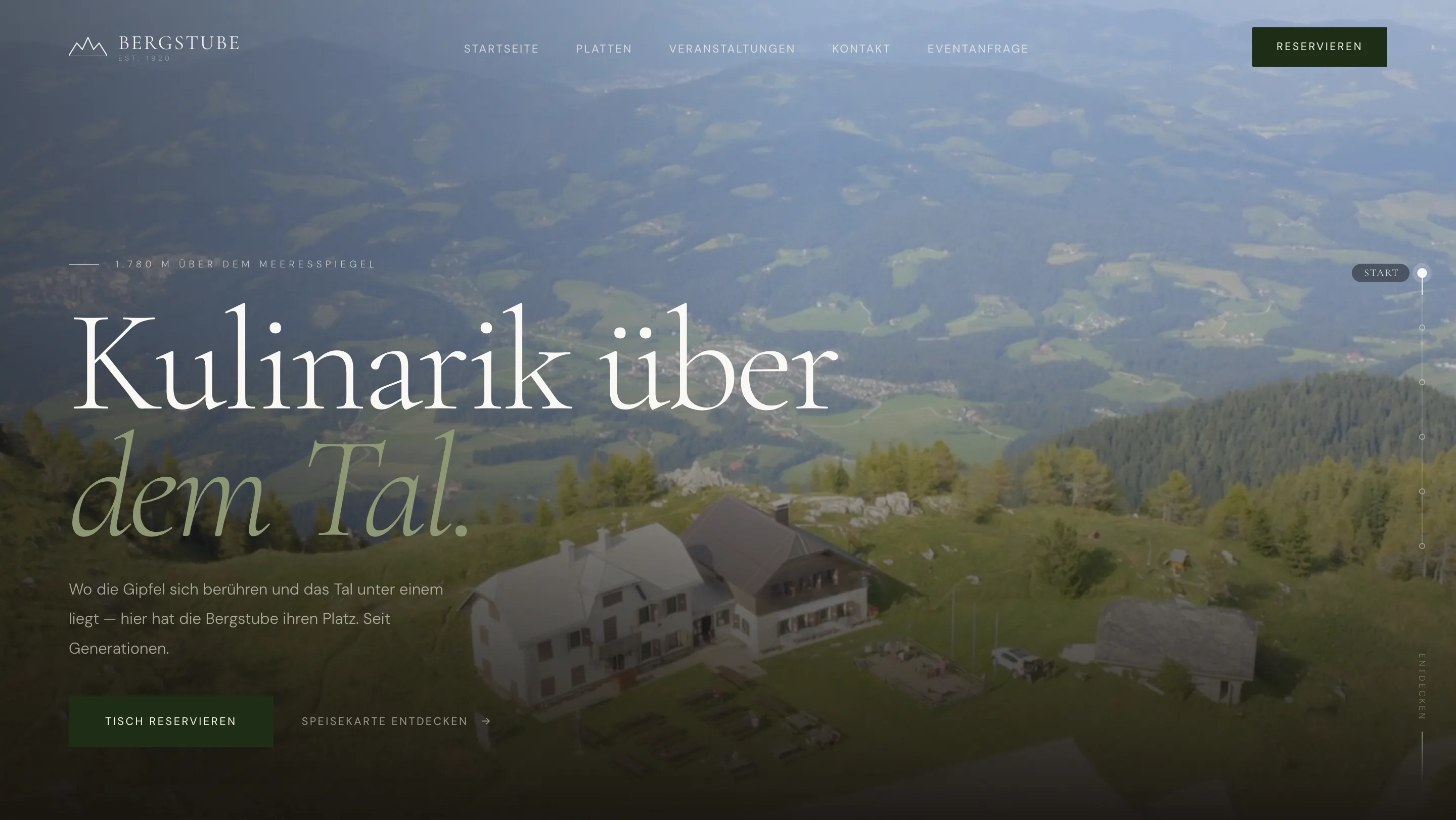 Restaurant-Webseite Premium – Beispiel Bergstube
